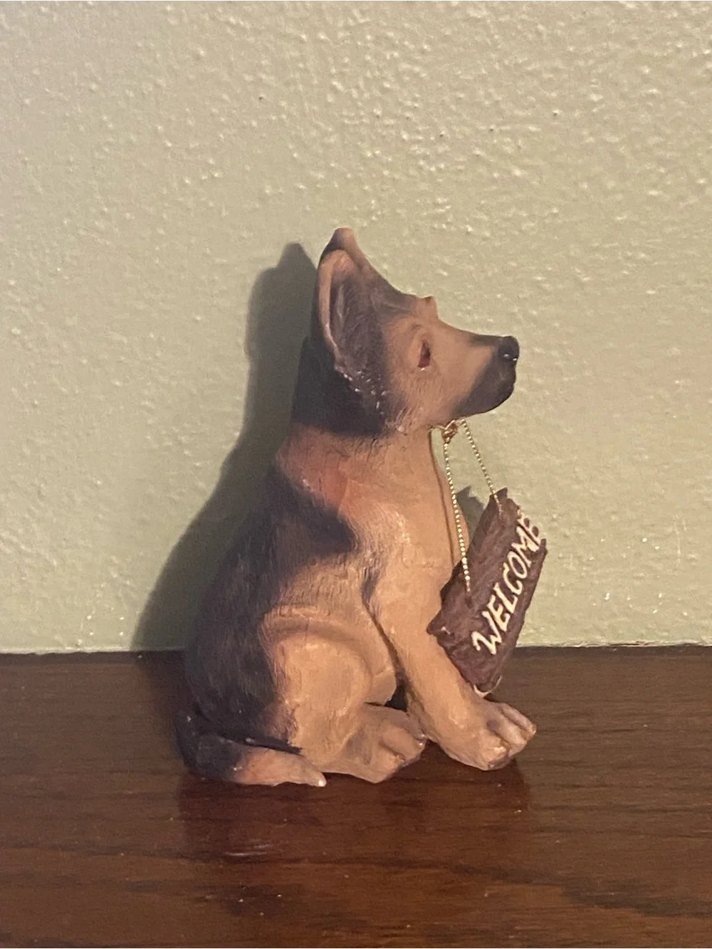 Welcome German Shepherd Dog Statue - Brown Welcome Sign